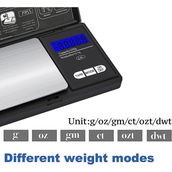 Mini fickvåg 0,01 g till 500 g bärbar digital köksvåg, kompakt digital våg med hög precision för guld, smycken,