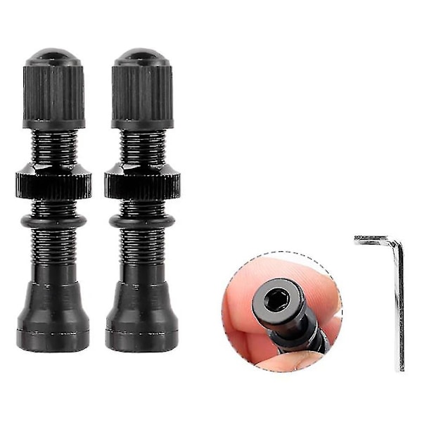2 stk sykkel Schrader A/V ventiler 40mm for Mtb slangeløse felger, svart