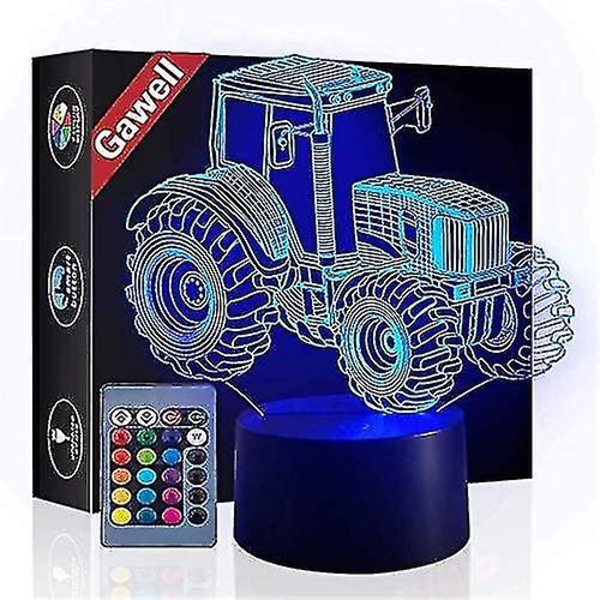 Julegave Traktor 3d Illusion Ved Sengelampe, Attoe 16 Farver C