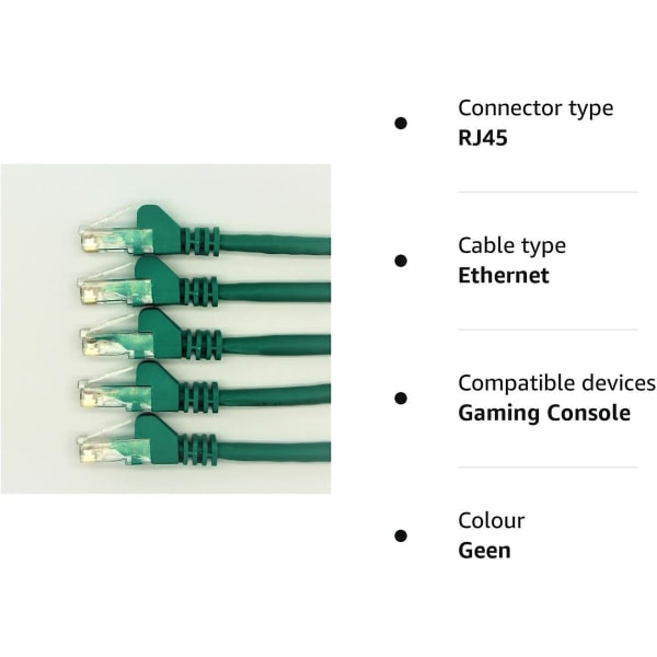 5-pak 0,5m RJ45 Cat 6 Ethernet Patch Lan Nettverkskabel (5-farget bunt) - R1300a (0,5, Grønn)