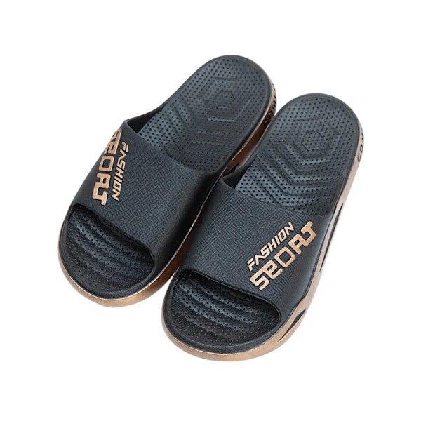 Lyxiga sommar herr dam sandaler andningsbara strand flip flops casual tofflor storlek 48 49 Black Gold 40-41