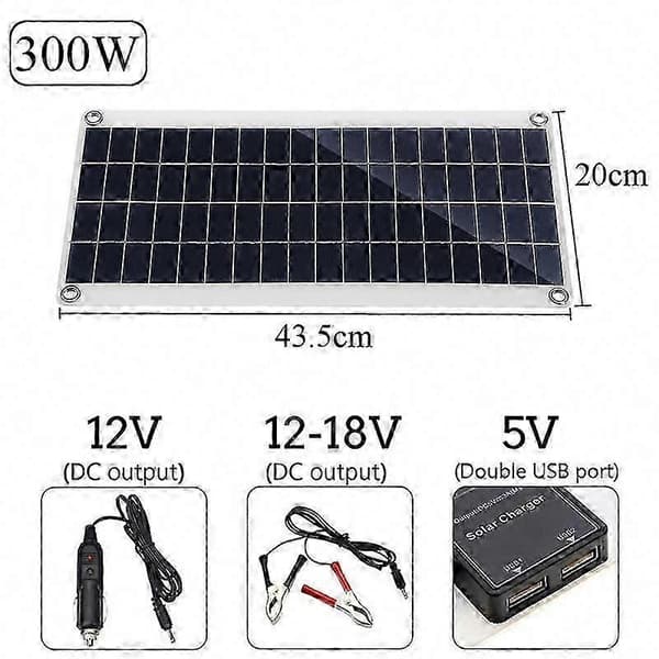 300W 12V solpanel-sæt med 20-100A laderegulator til autocamper, yacht, udendørs have 50A Controller