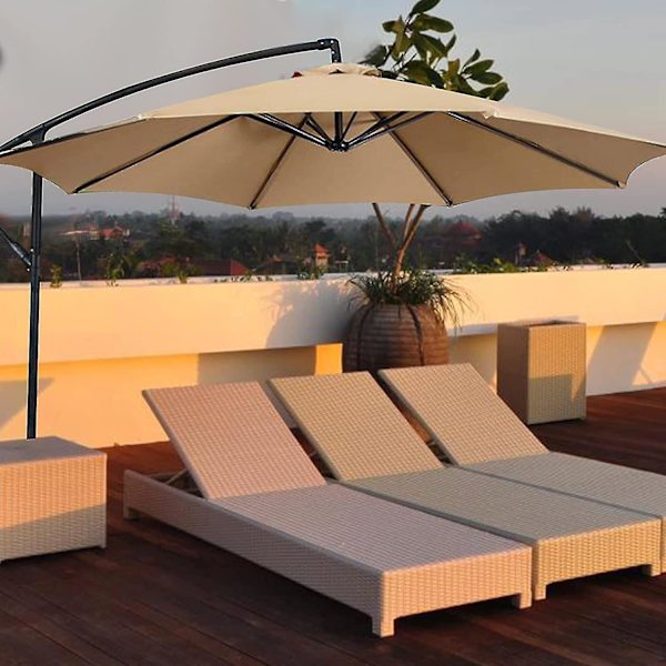 Parasol Afdækning, 8 Ribber, 3m, Vandafvisende, Anti-UV, Udskiftningsstof, Beige