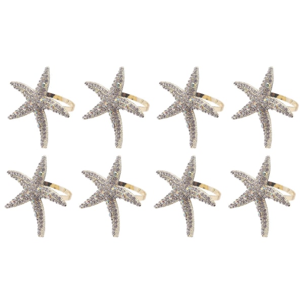 8 Pak Servietringe, Rhinestone Servietringe Servietringe Til Bryllup, Strand