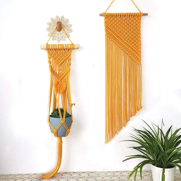 Macrame planteophæng vægophæng 2 stk. sæt