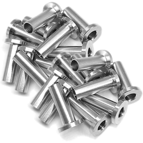 Beskyttende hylsesett i rustfritt stål for kabelrekkverk i tre, DIY Balustrade 20 stk 1/8 tommer