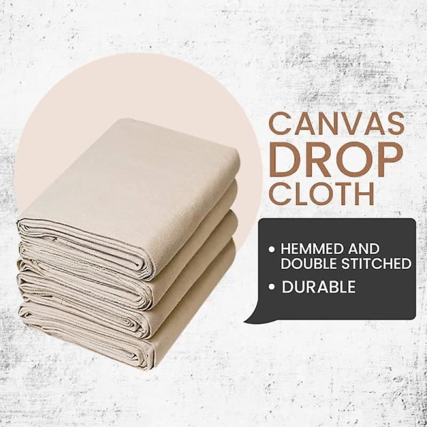 Canvas droppduk för målning (storlek 4 X 15 fot - förpackning med 1) - ren bomull målare Drop trasa för målning, möbler & golv Pr.