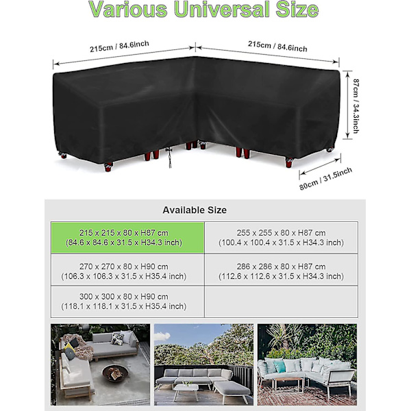 L-Formet Have til Havebord, Vandafvisende Oxford Havebord Cover