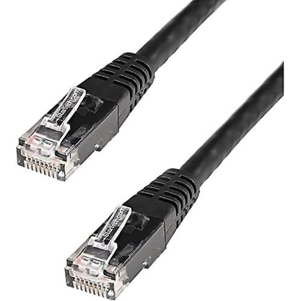 25 fot Cat6 Ethernet-kabel - Svart Cat 6 Gigabit Ethernet-ledning -650mhz 100w Poe Rj45 Utp støpt nettverks-/patchledning m/strekkavlastning/f