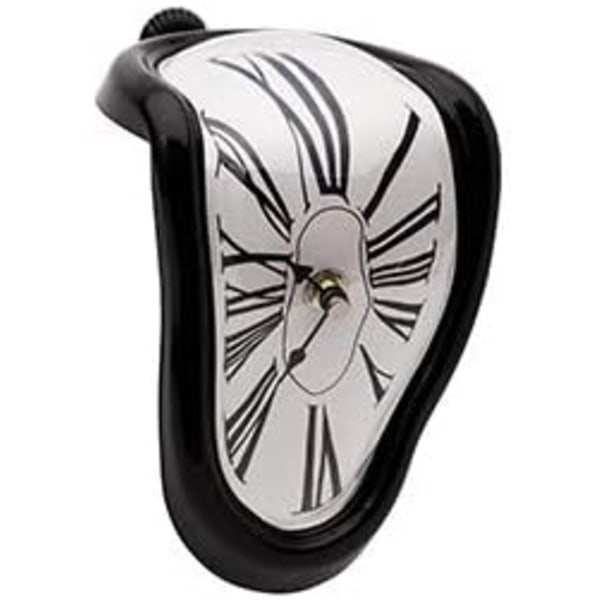 Smeltende ur, Salvador Dali Watch Smeltet ur til dekorativ hjemmekontorhylde Skrivebordsbord Sjov kreativ gave, romersk sort