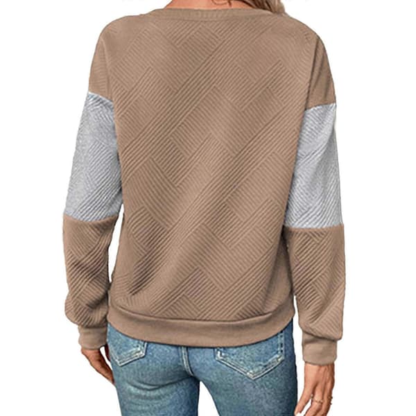 Løstsiddende langærmet farveblok-tekstureret sweatshirt til kvinder Sort S Black S