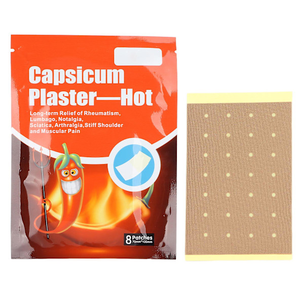 Sumifun 8 stk Hot Capsicum Plaster Smertelindrende Plaster for Ledd Rygg Skulder Arm Muskelavslappende