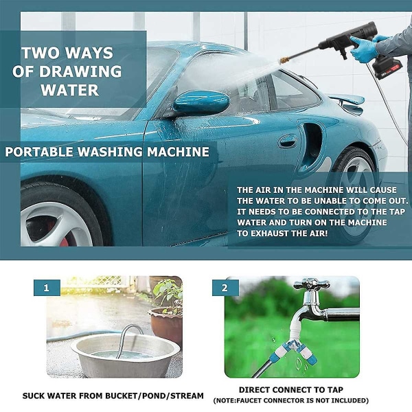 60 Bar 1500w trådløs høytrykks bilvasker Oppladbar elektrisk vannskummaskin for batteri B