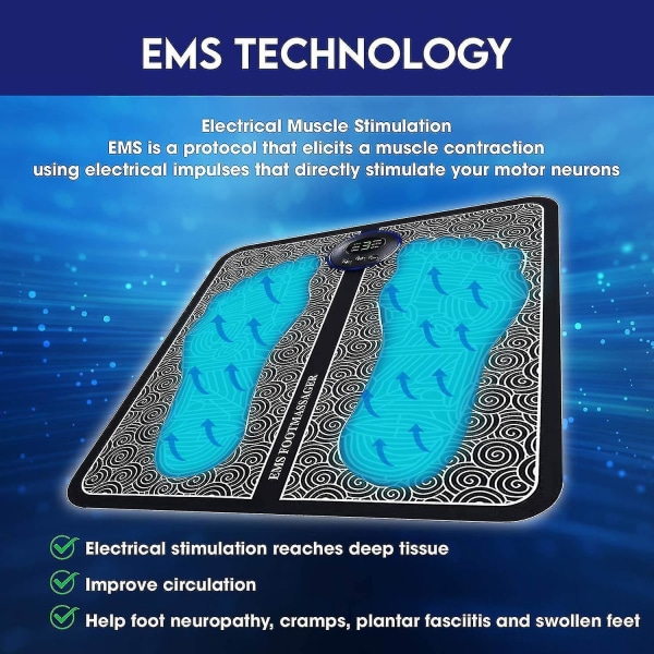 Ems Elektrisk Fodmassager Til Cirkulation Fodrefleksologi Massager Fødder Cirkulation Massager-6 Tilstande 9 Intensiteter- Massageinstrument