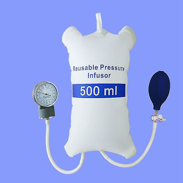Medicinsk infusionspumpe trykpose 500ml med måler og håndpumpe bold genanvendelig tryk infusionspose