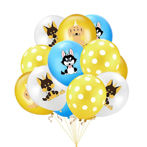 20 stk 12 tommers kjæledyr bursdagsballong hund trykte ballonger latex ballong festforsyninger (4 stk blå husky, 6 stk gyllen golden retriever, 4 stk hvit germ