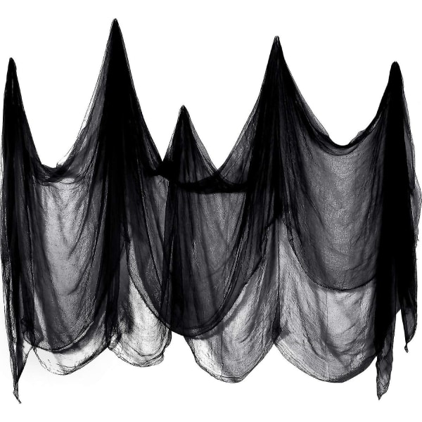 215 X 500 Cm Uhyggelig Klud Spøgelsesagtig Ostedug Bomuldsmuslin Klæde Halloween Dekorationer Til Spøghuse Fest Døråbninger Udendørs (sort)