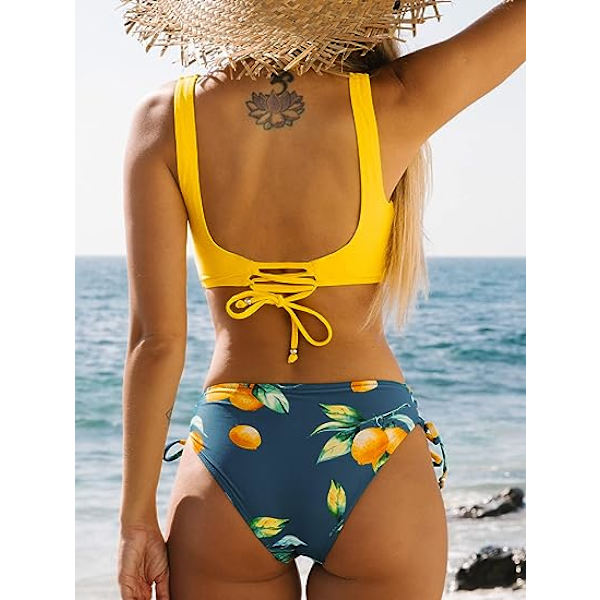 Bikini för kvinnor, tvådelad baddräkt med snörning framtill