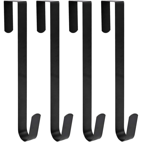 Kranshängare för ytterdörr 15" lång metall höstjulkranskrok, svart (4, 15")