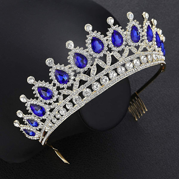 Kvinner Luksuriøs Krystall Rhinestone Brud Krone Prinsesse Hodeplagg Jenter Tiara Tilbehør Med Kam