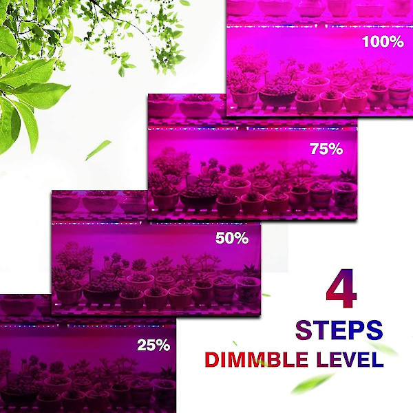 Ip65 Inomhusodlingslampa 40w LED Växtlampa T5 Grow LED med Timer 3h/6h/12h och Dimbar Ljusstyrka 25%/50%/75%/100%