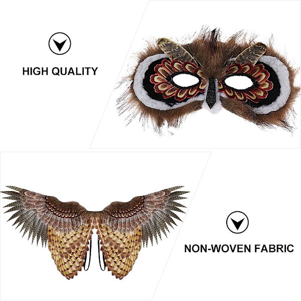 1 Set Uggla Vingar Mask Djur Uggla Kostym Set Scenföreställning Rekvisita Barn Leksak