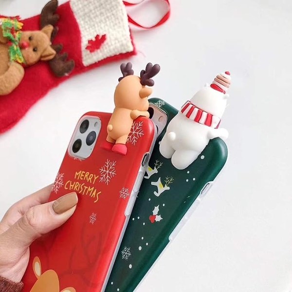 Juletui til iPhone 11 Pro Max, Glædelig Jul Blødt silikone TPU 3D Sød snemand Julemand/Elg mønster Pretty Cute Premium fleksibelt beskyttelsescover