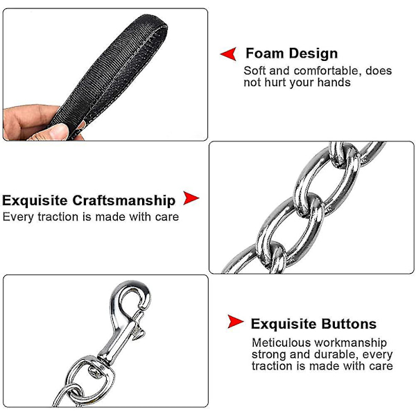Robust Hundelead Kæde, Hundekæde Leash Til Store Hunde Mellemstore Hunde, 1.8m