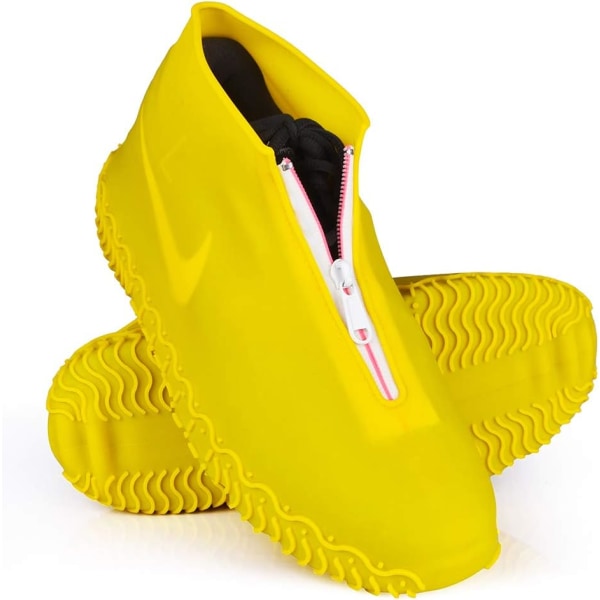 Vanntette skotrekk, gjenbrukbart skotrekk i silikon Sklisikkert Slitesterk glidelås Elastisk regntrekk beskyttelse for menn kvinner (M (Kvinner 5,5-7, menn 5-6), Ye