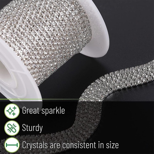 10 meter 2mm krystall rhinestone nærkjede