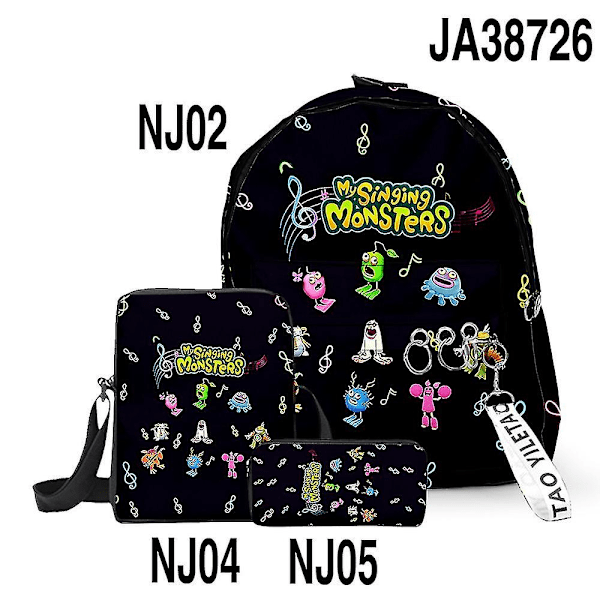My Singing Monsters Monster Concert Tredelad Skolväska Student Ryggsäck Axelväska Väska