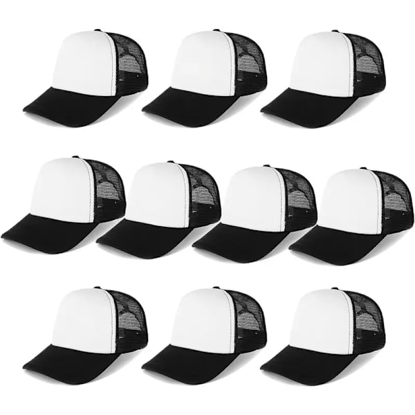 10 kpl Sublimointi Mesh Baseball Cap - Unisex Trucker Cap miehille ja naisille - Kevyt ja hengittävä