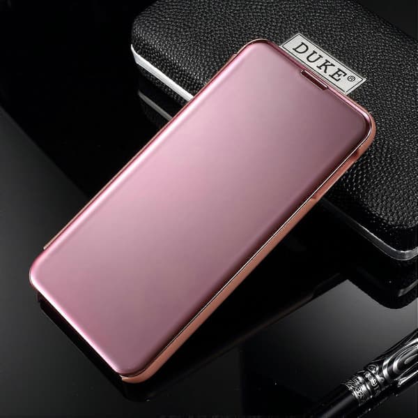 Elektroplettering Speiloverflate Visningsvindu Skinnstativdeksel til Samsung Galaxy S10e - Rosegull Rose Gold