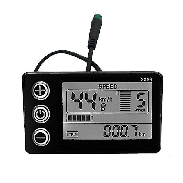 S866 Sähköpyörän LCD-näyttö 24v 36v 48v E-pyörä Sähköpotkulaudan Näyttömittari Ohjauspaneeli Vedenpitävällä Pistokkeella