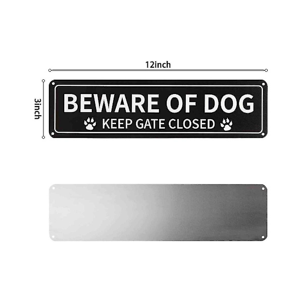 2-pack Varningsskylt för hund, 12 x 3 tum rostfritt .040 aluminiumskylt, reflekterande, blekningsbeständig, UV-skyddad
