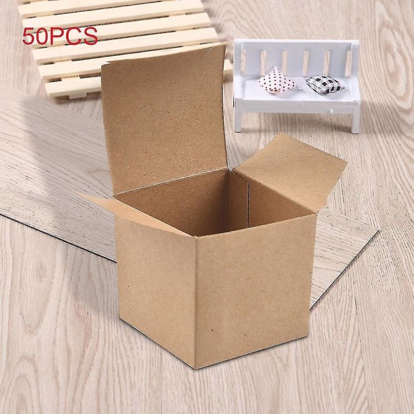 Kraft Paper Box Folding Candy Box Christmas Wedding Candy Box Cupcake Boxes 50pc