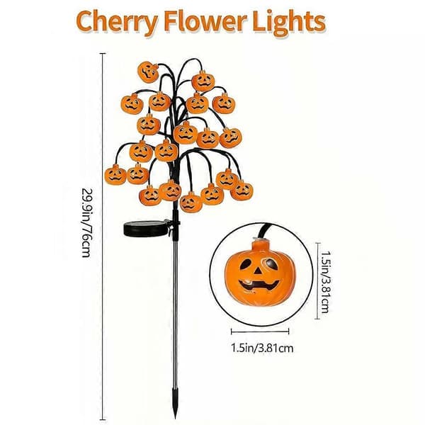 Halloween Solar Tree Stump Light Utomhus Solar Pumpkins Stake Lights Vattentät Halloween Pathway Decor 1pc