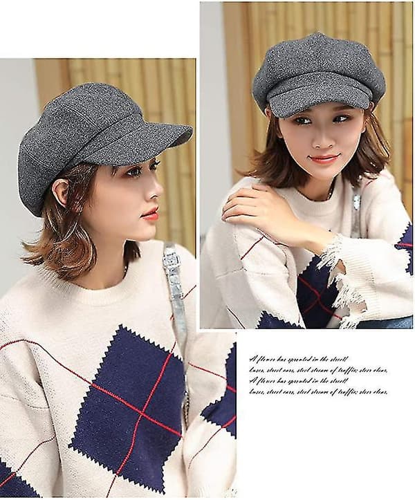 Dame Newsboy Caps Spiss Vinterhatt Beret Vinter Høst Vinter