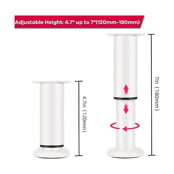 4 stk. Opgraderede Justerbare Møbelben i Metal 12-18 cm, udskiftningsben til seng, sofa, skab, divan, kommode, bord A