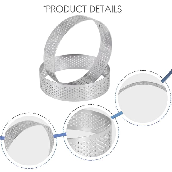 12 Pakk Rustfritt Stål Tart Ringer 3 Tommer, Perforerte Kake Mousse Ring, Kake Ringform, Rund Kake