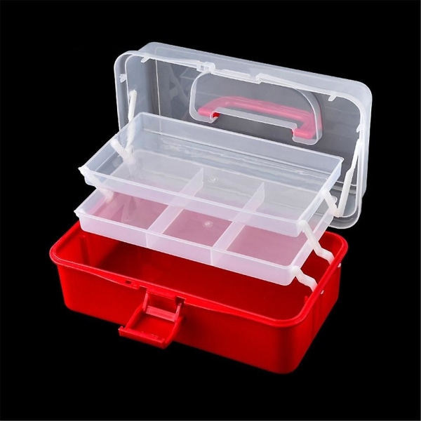 Bärbara nageltillbehör Nagelverktyg Förvaringslåda Smycken Organizer Hållare Box, Röd & Vit