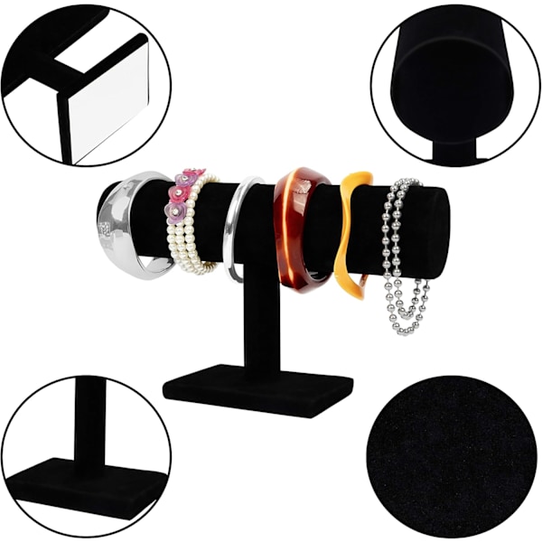 Smyckeställ i två delar, svart sammet, klockvisningsställ/armbandshållare - Visningsställ/klockvisningsställ för män - Armband & Halsband Organizer