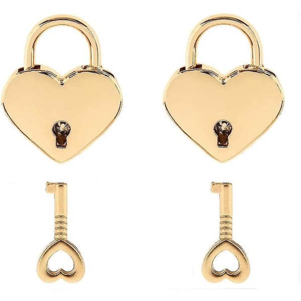 Liten metall hjerteformet hengelås minilås med nøkkel til smykkeskrin