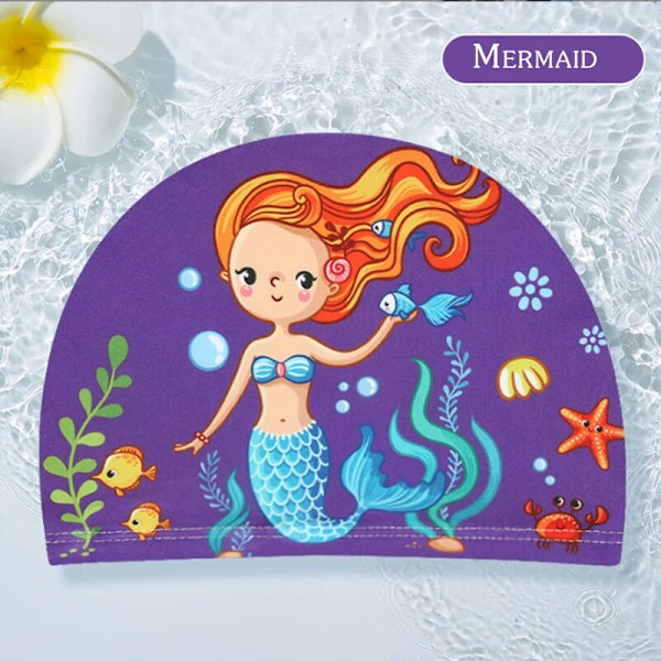 Varma källor Barn bekväma badmössor Cartoon tyg badmössor för pojkar flickor Modetryck mössor mermaid