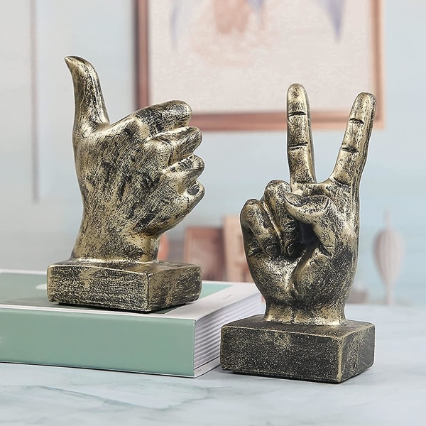Håndskulptur dekor Harpiks finger Skrivebord statuer, håndlaget bord dekorasjon harpiks finger gestus
