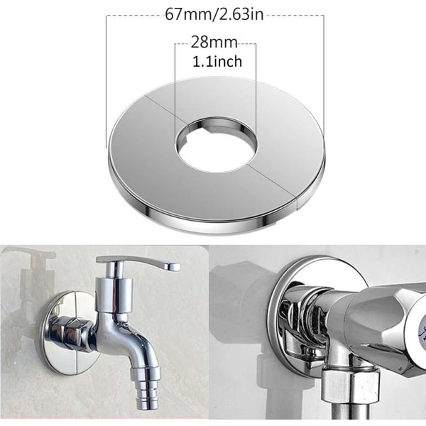 2 st Rostfritt Stål Vägg Split Flang, Självhäftande Rund Split Rör Flang, Passar Olika Rör, Diameter 1,1 tum/28 mm (28 mm)