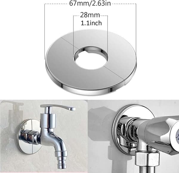 2 stk. Rustfritt Stål Vegg Split Flens, Selvklebende Rund Split Rør Flens, Passer for Diverse Rør, Diameter 1,1 tommer/28 mm (28 mm)