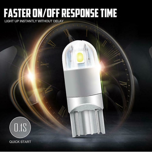 10 stk 6000k Canbus T10 168 194 W5w Kuppel Lyspære Sidemarkør LED Hvit
