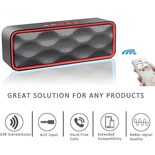Bluetooth-kaiutin, kannettava langaton ulkokaiutin (punainen)