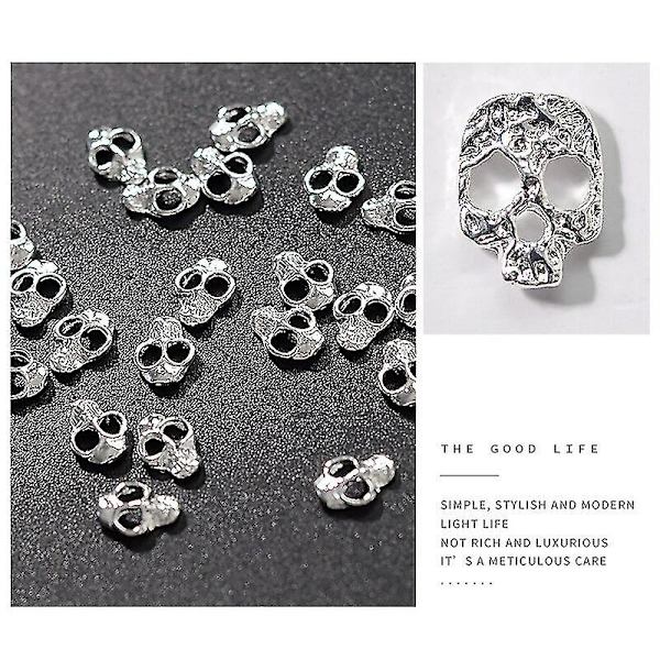 10 stk 2022 Nye Halloween Smykker Neglekunst Tilbehør Punk Rock Stilarter Kranium Kors Negle Charm Dekorationer 3D Legering Negleforsyninger